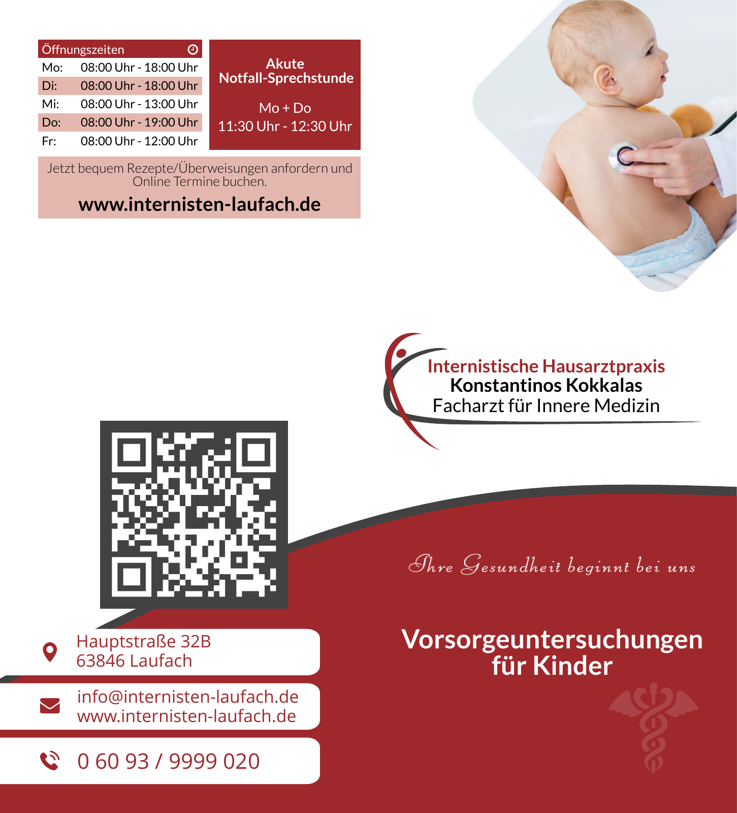 Informationsflyer für die Internistische Hausarztpraxis Konstantinos Kokkalas