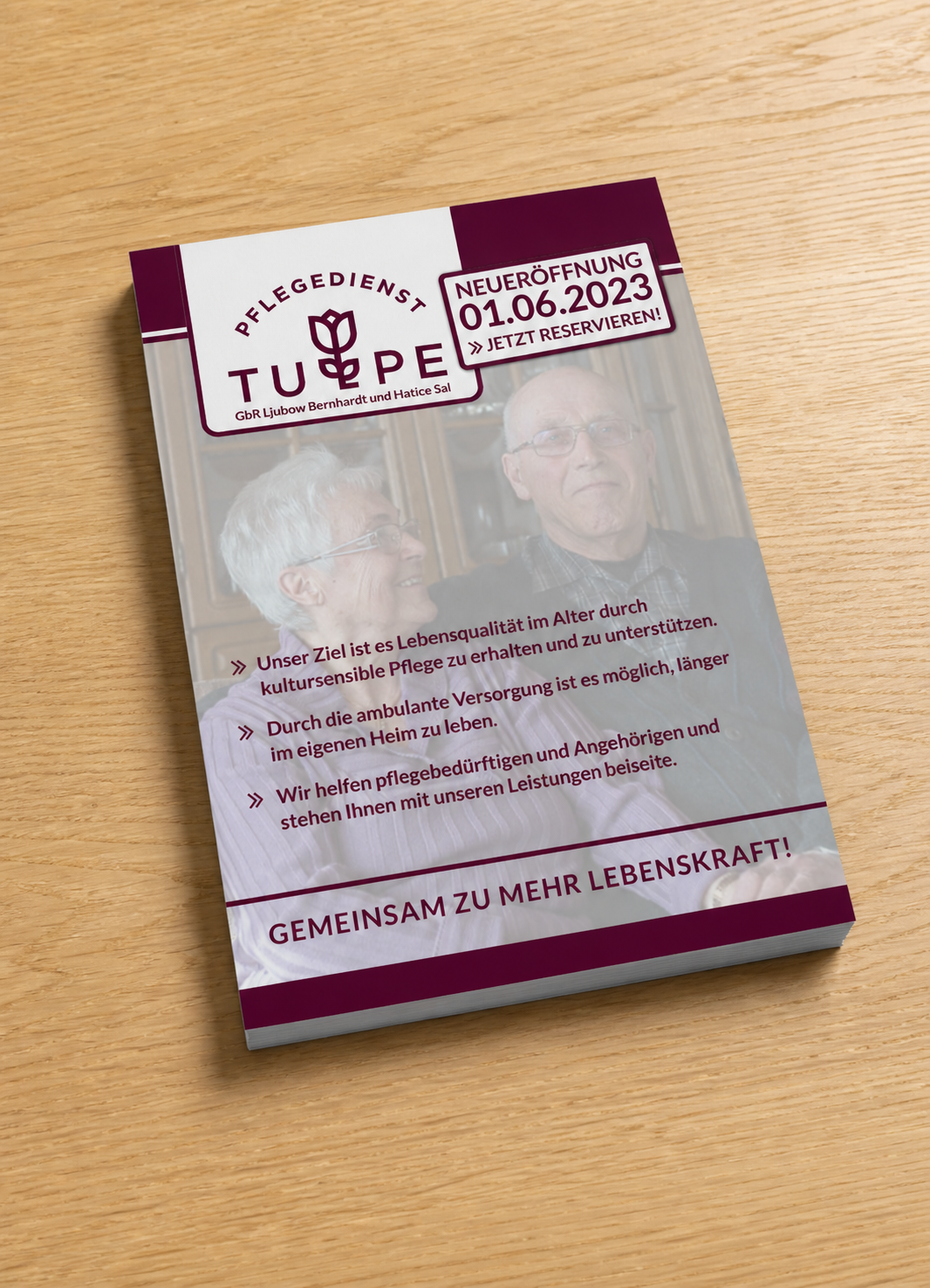A5-Informationsflyer für Pflegedienst Tulpe