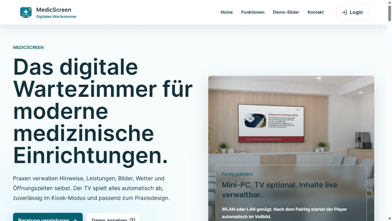 Website für Medicscreen